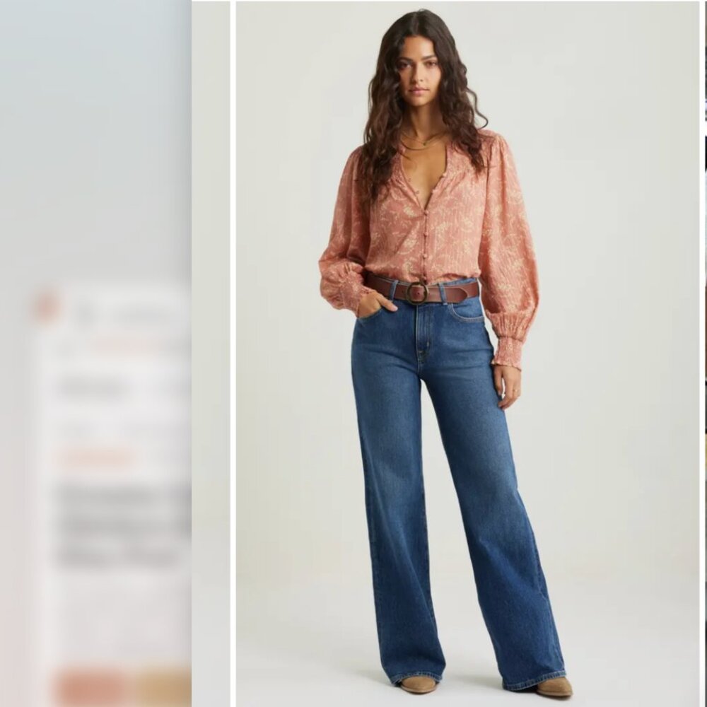 NWT! Treasure & Bond High Rise Wide Leg Jean, Medium Dark Wash, Size 26